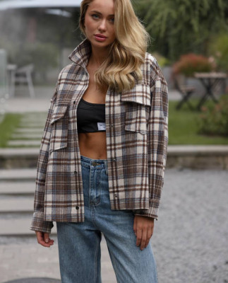 16 сорочка у клітинку байкова на кнопках